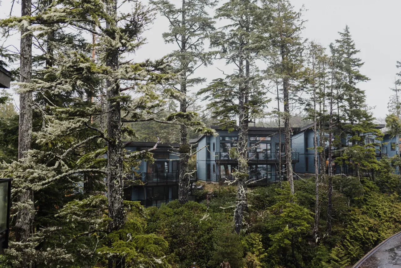 Black Rock Oceanfront Resort suites surrounded by coastal rainforest in Ucluelet