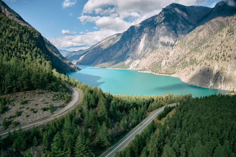 Seton Lake turquoise alpine water near Lillooet BC seaplane destination